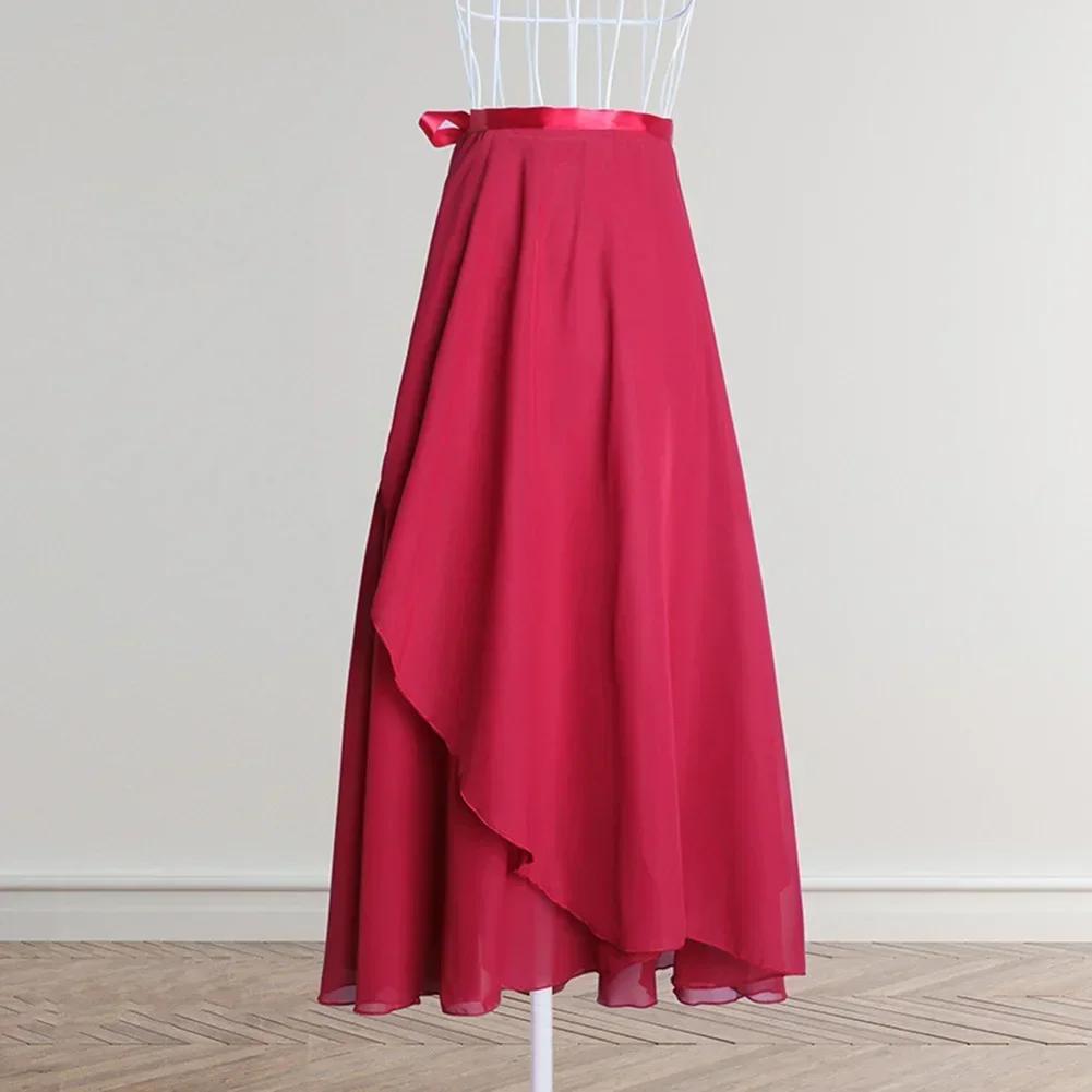 Chiffon Ballet Tutu Dance Skirt Dance Skate Wrap Scarf Gymnastics Ballerina Lyrical Long Ballet Skirt Women Ballet Dance Dress