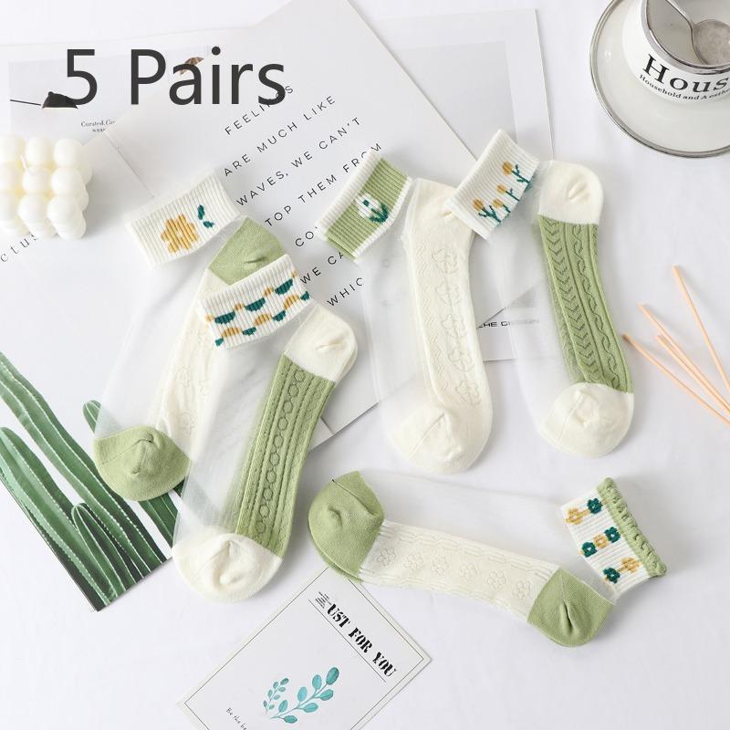 5 пар женских летних тонких новых влагоотводящих коротких носков 5 Pairs