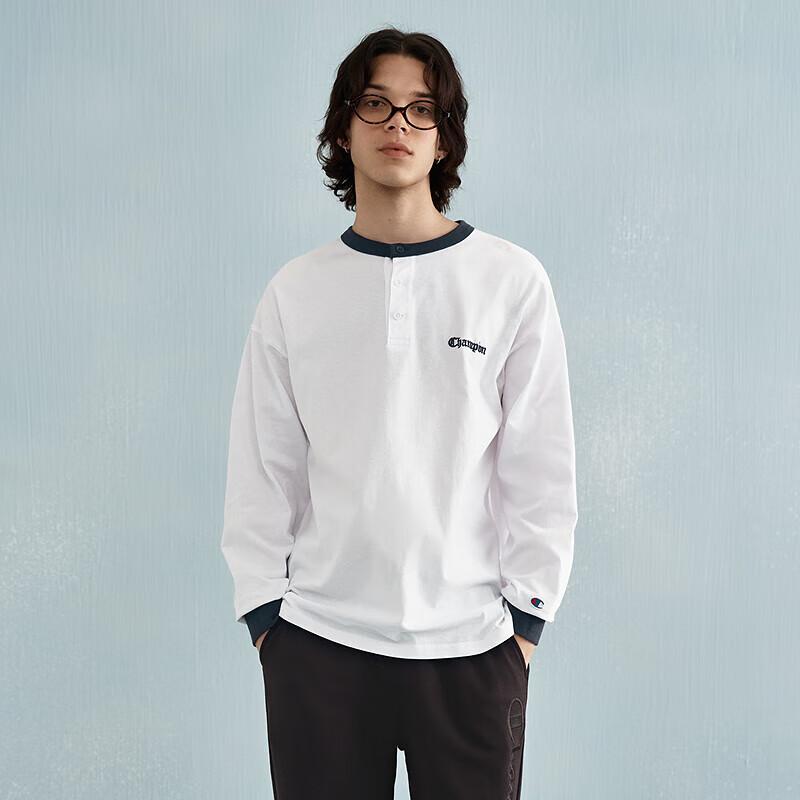 

Champion Men s Color-Block Henley Long Sleeve T-Shirt L