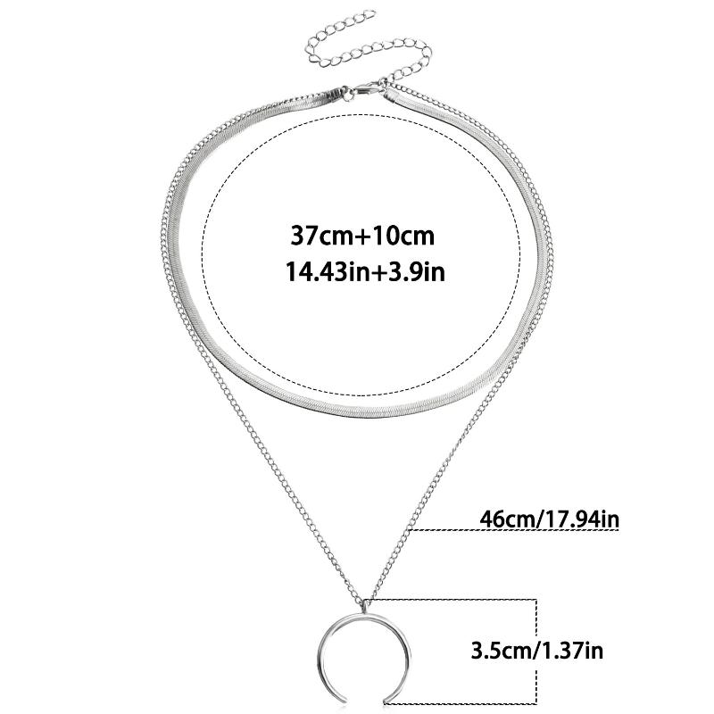 Vintage Mehrschichtige Choker Damen Einfache Halbmond-Anhänger Schlangenkette Anhänger Halskette Geburtstags-Schmuckgeschenk