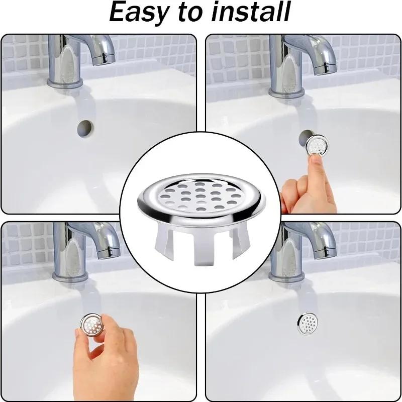 Plastic Sink Hole Overflow Cover for Kitchen Bathroom Basin Trim Bath Drain Cap Sink Wash Basin Round Overflow Ring Plug