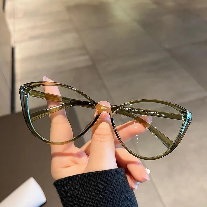 New Cat Eye Triangle Frame Anti-Blue Light Glasses Classic Men Women Reading Eyewear Retro Triangle Frame Transparent Eyeglasses