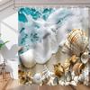 Beach Sea Waves Shell Starfish Shower Curtains 72x72 Inch Snowman Xmas Tree Bathroom Shower Curtain Set with 12 Hooks, Polyester