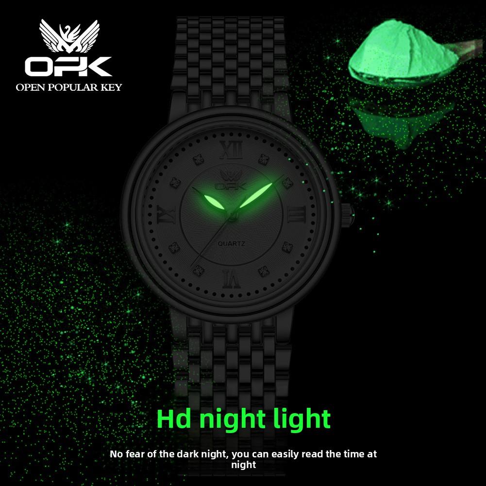 OPK Brand Couple Luminous Diamond Scale Exquisite Inner Shadow Men's and Women's Trend Quartz Watch Men's Steel Belt Waterproof Watch