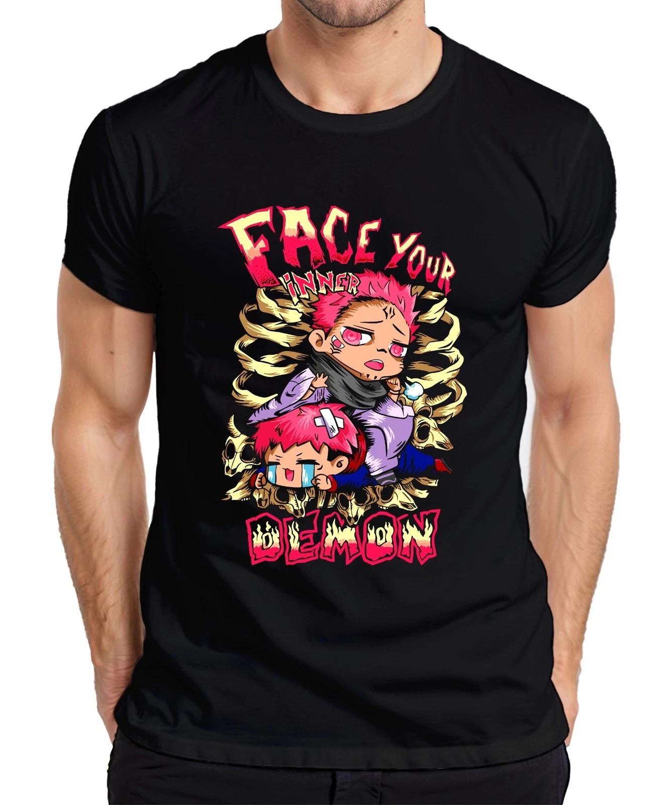 Face Your Inner Demon Chibi Anime Ästhetik Skull Gothic Otaku Herren T-Shirt XS