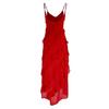 Backless Elegant Maxi Dress Women Sexy Ruffle Sundresses Sleeveless Spaghetti Strap Club Party