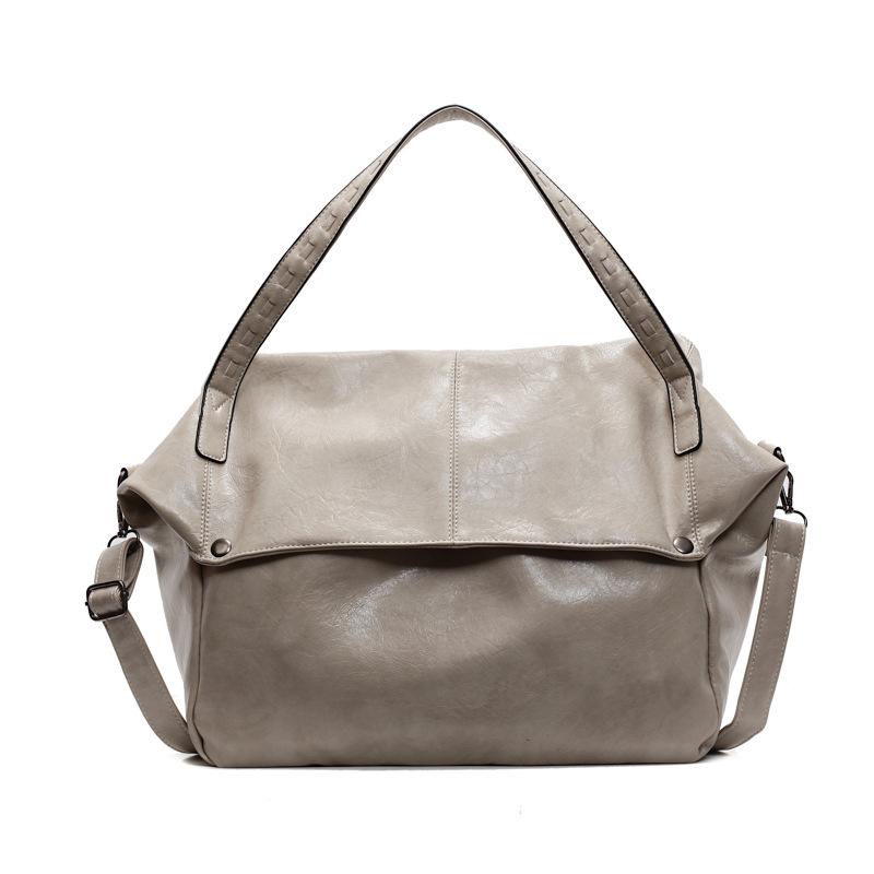 Wholesale Retro Oil Wax Leather Shoulder Tote Bag Fashion Wasteland Wind Soft Leather Large Capacity Commuter Messenger Women's Bag