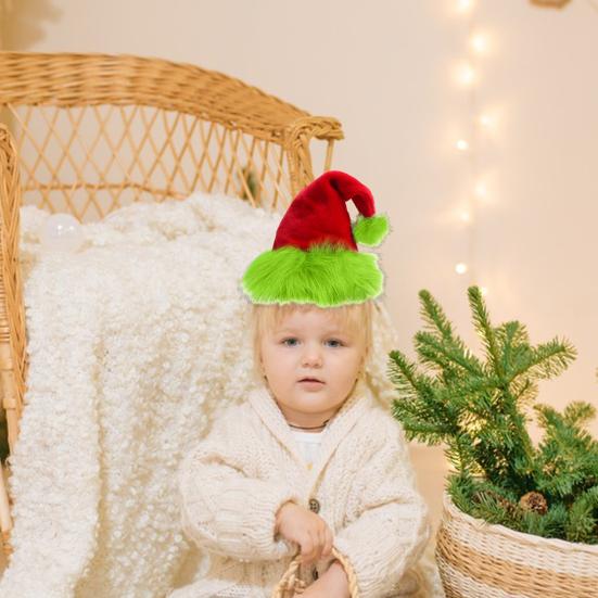 Christmas Hat Fluorescent Green Plush Retro Design Party Hat Christmas Scene Decoration Festive Atmosphere Christmas Accessory
