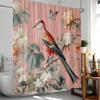 Birds Shower Curtain Elegant Home Decor For Bathroom Flowers Blossom Branched Floral Pink Polyester Bathtub Curtain With Hooks