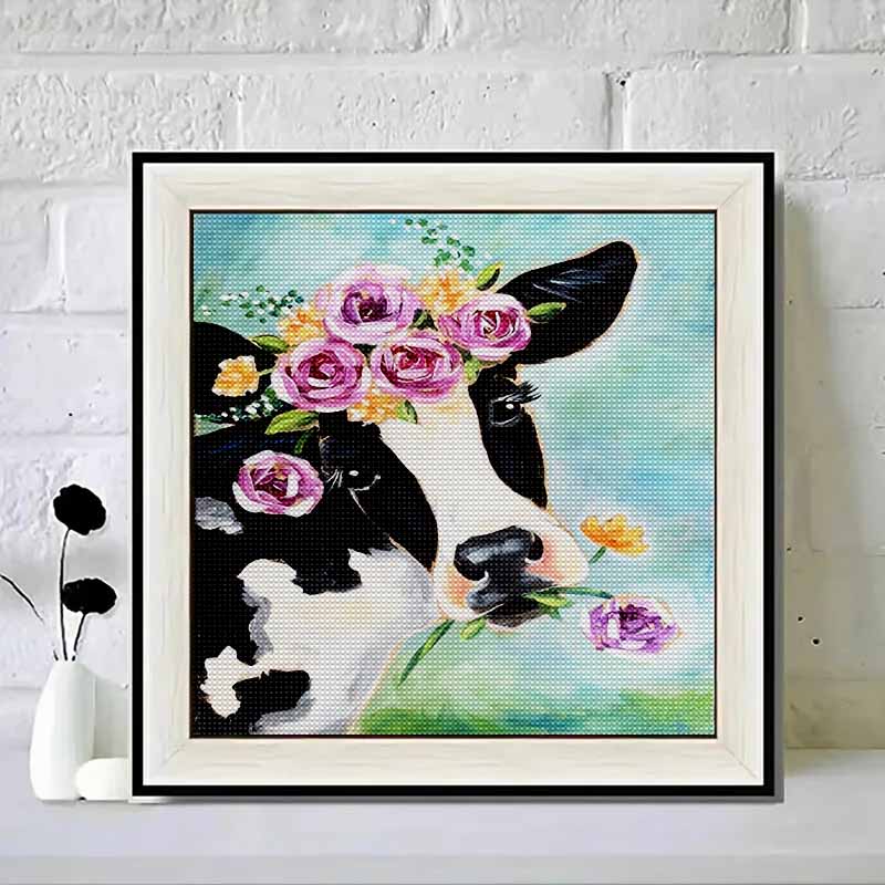 New Arrival 5D DIY Full Circle Diamond Painting "Cow" Embroidery Cross Stitch Home Decor Gift