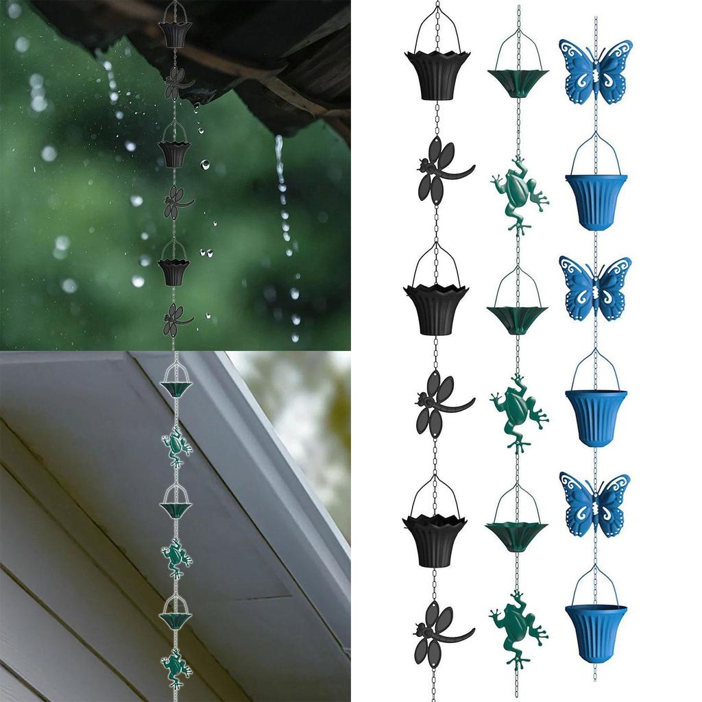 Rain Chain Outside Gutter Garden Decor Rainwater Chains for Home Roofs Sheds