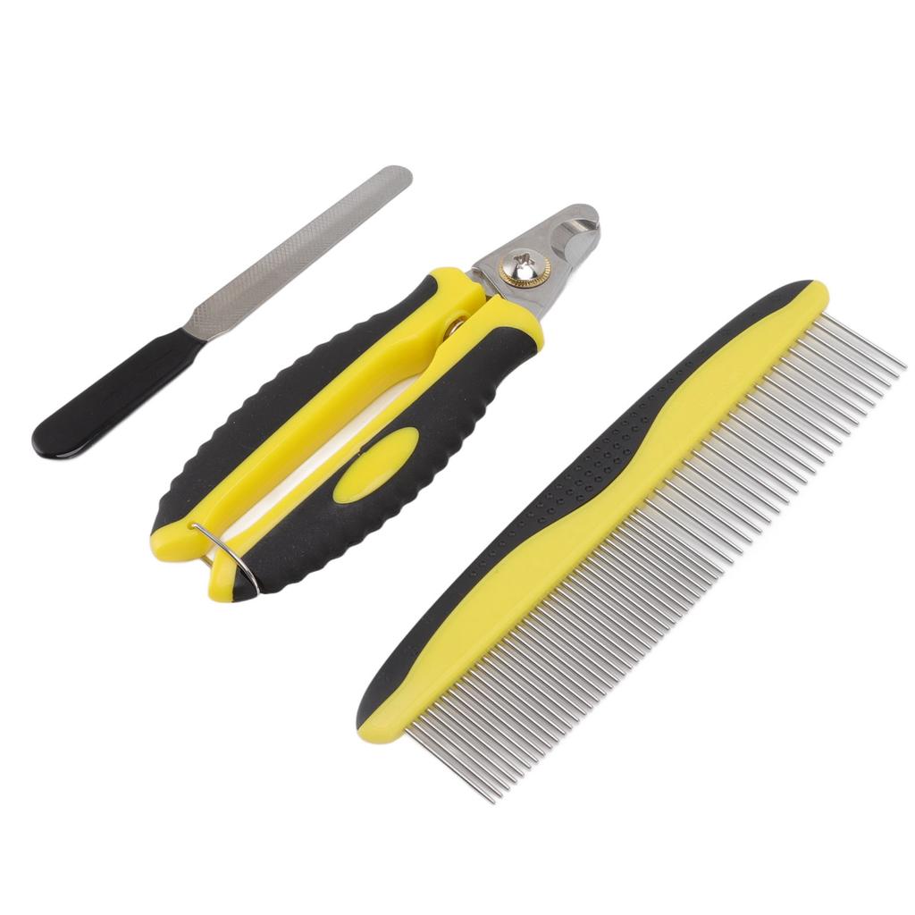 Haustierkamm Nagelknipser Breit Dichte Kammzähne Verhindern Rutschen Tragbares Haustierpflegeset mit Feile für Hunde Katzen Kaninchen
