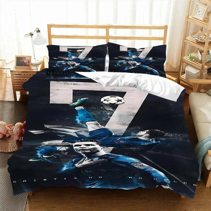 Football Star CR7 Soccer Bedding Set Boys Girls Twin Queen Size Duvet Cover Pillowcase Bed Boys Adult Fashion Home Textileextile