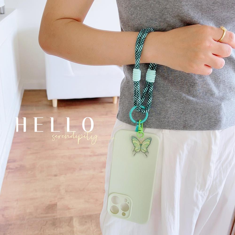 With Butterfly Pendant Cellphone Straps Hanging Cord Mobile Phone Lanyard Short Wrist Strap Charm Anti-lost Chain Women Keychain