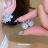 Silver Needle Zircon Flower Leaves Exquisite Fashion Stud Earrings Women's Summer Versatile Unique Earrings Light Luxury High-end Earrings