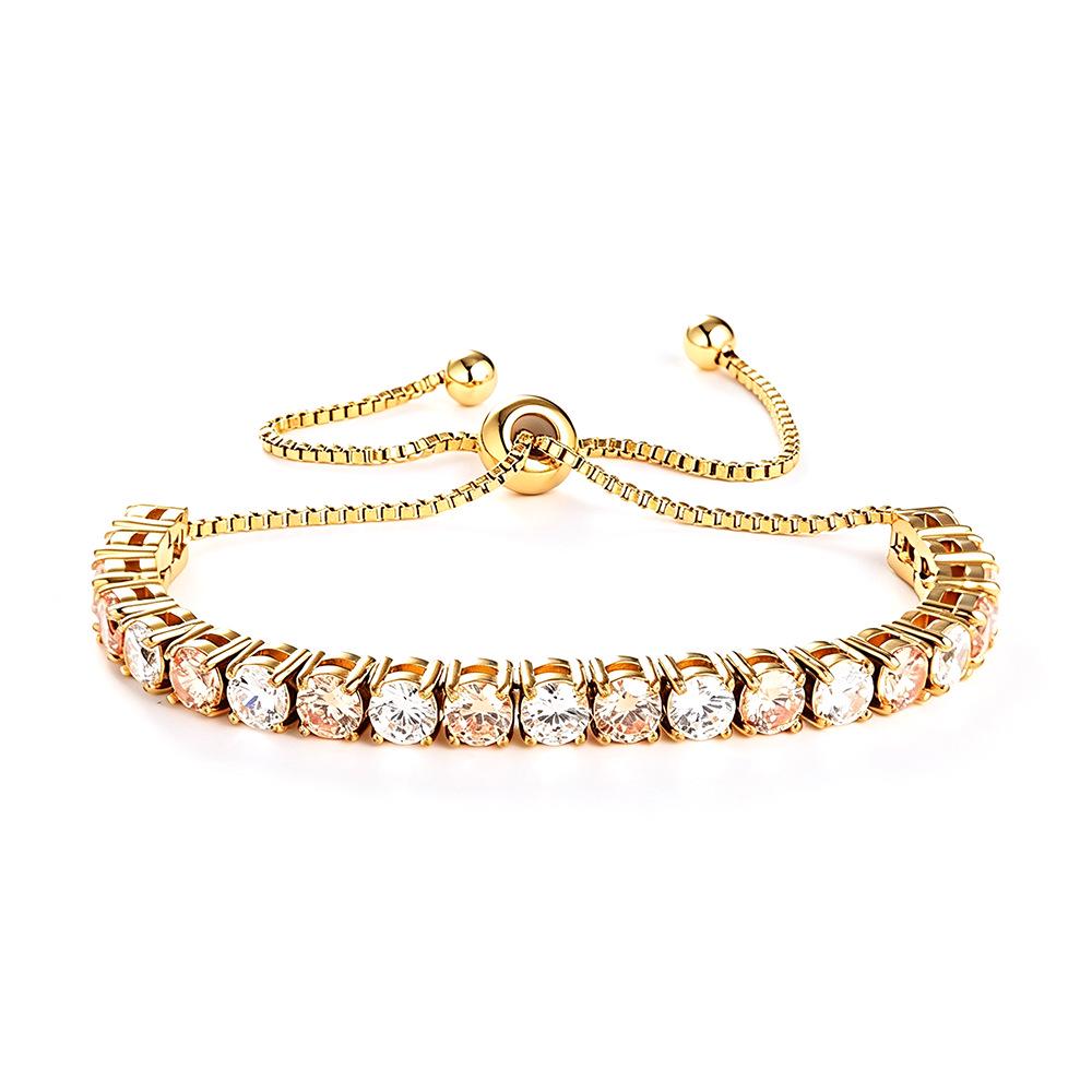 Elegant 4mm Zircon Women's Adjustable Stainless Steel Bracelet