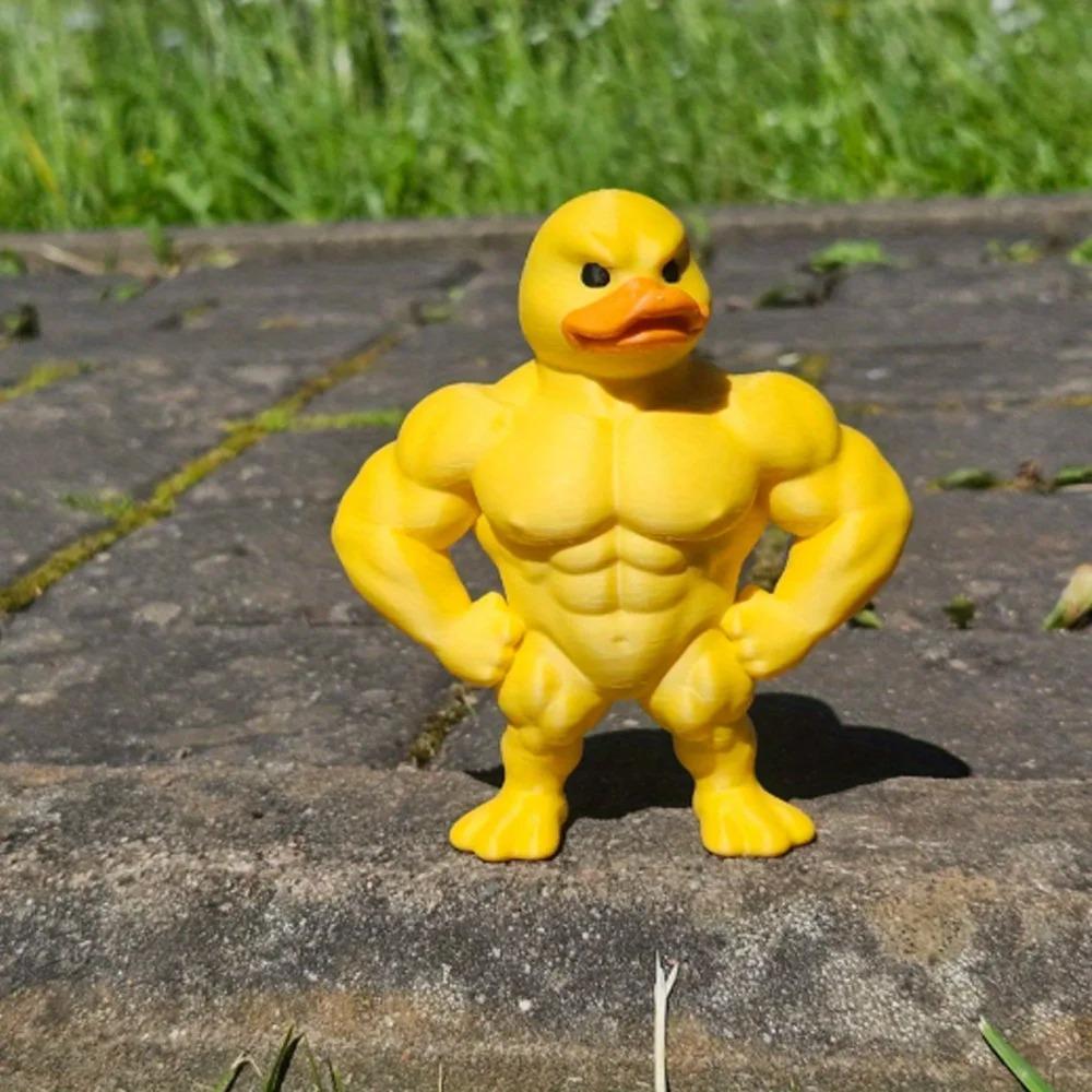 Estatua Pato Musculoso - Decoración de Escritorio 3D, Linda Figurita Caprichosa para Estantería, Decoración Multifuncional para Interior/Exterior, Accesorio para el Hogar