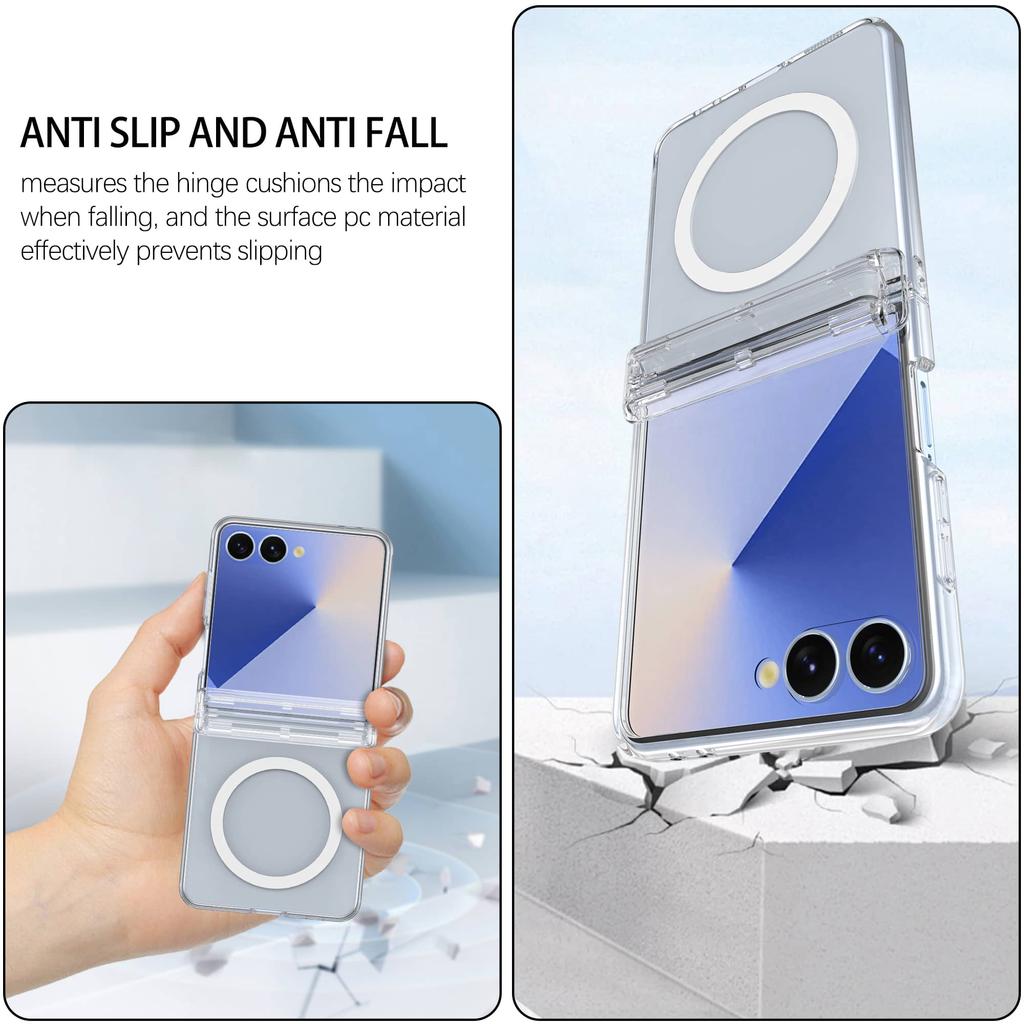 For Samsung Galaxy Z Flip 7/6/5/4/3 Magnetic Case with Screen Protector, Slim Hinge Protection, Hard Shockproof Anti-Scratch