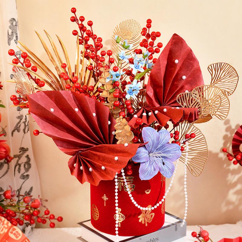 Handon Artificial Flower Fortune Bucket Ornament