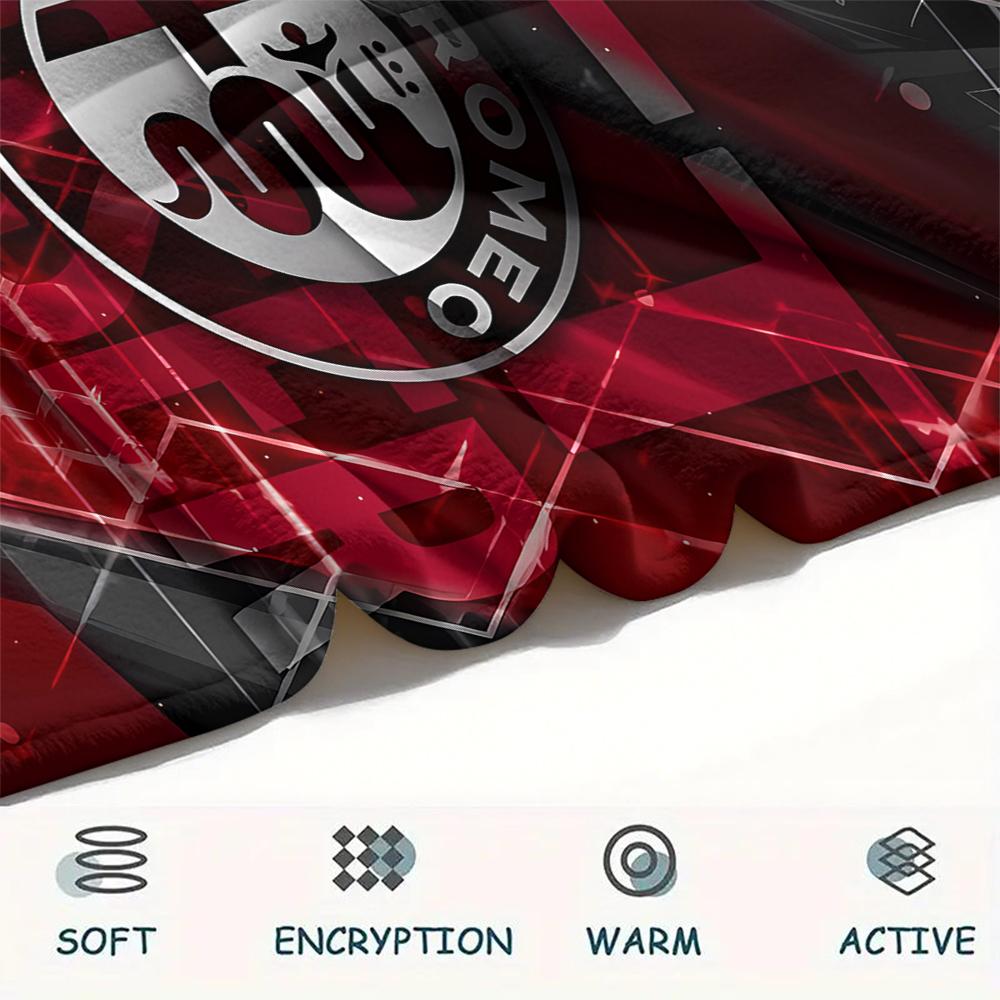 1PC Manta de Franela con Estampado Alpha Romeo, Alta Calidad para Todas las Estaciones, Decoración del Hogar, Calidez y Comodidad, Perfecta para Regalos de Navidad