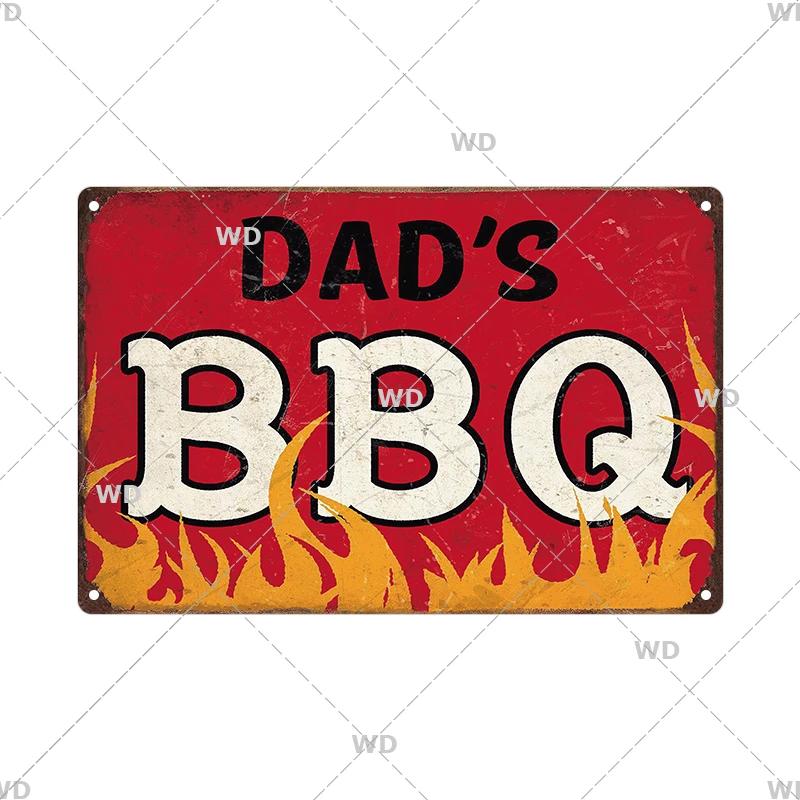BBQ Vintage Tin Sign Plaque Barbecue Metal Plate Sign Wall Art Decoration Kitchen Man Cave Terrace Beach House Club Wall Decor