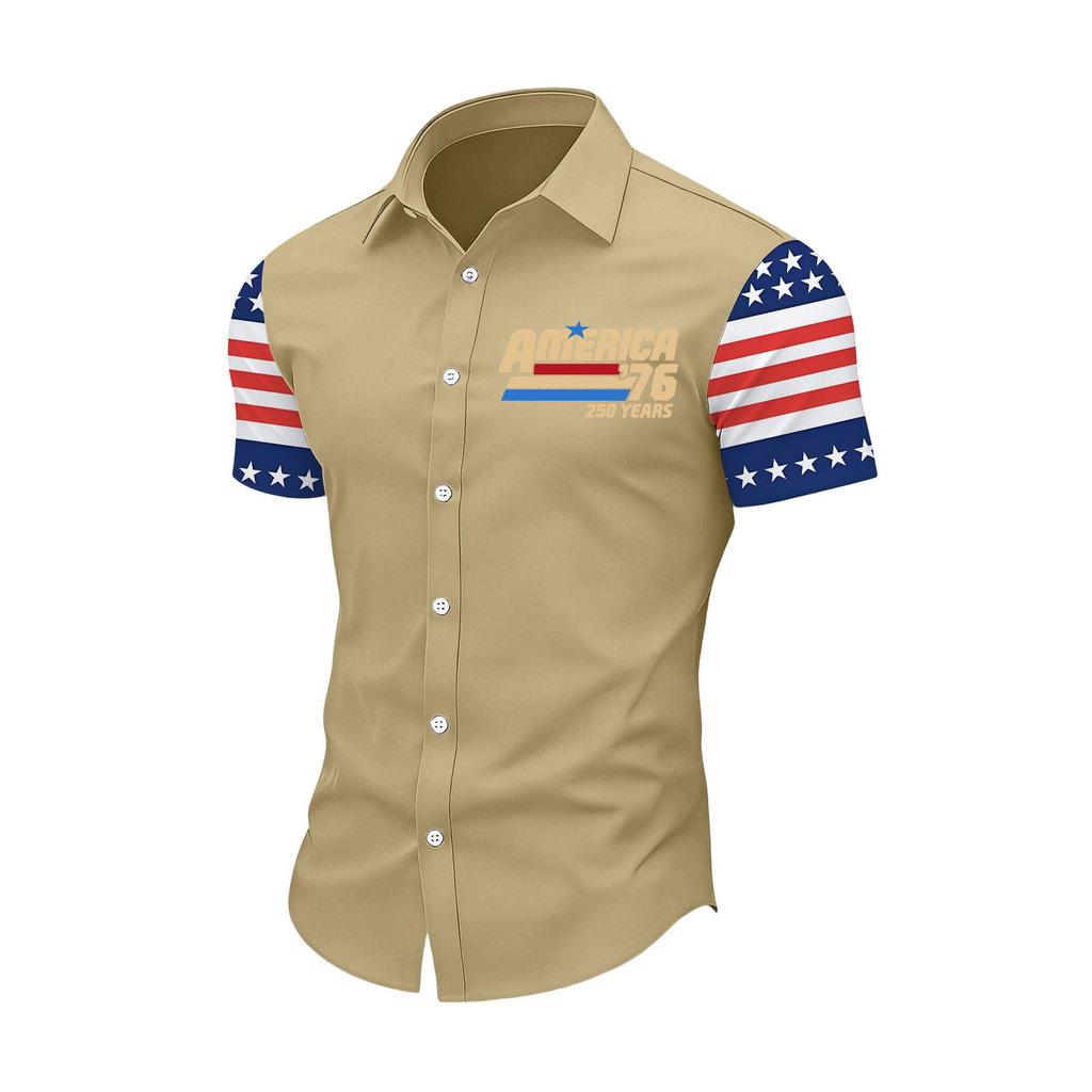 Flag Button Up Shirt Men Mens Patriotic Button Down Shirts 250 Anniversary USA Button Shirt Men'S Independence Day Button-Down Shirt