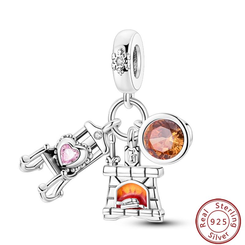 100% Copper Snowman Penguin Fireplace Warm Winter Series Charms Beads 3Mm Diy Fine Jewelry Making