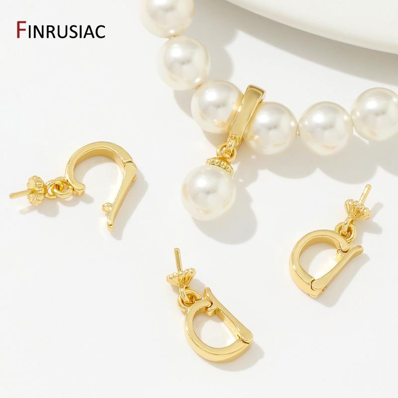 18K Gold Plated Pendant Bail Clasps With Pearl Mounting,Brass Jewelry Connector Clasps DIY Handmade Jewelry Findings Wholesale