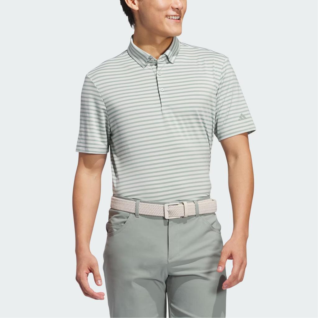 Adidas Ultimate365 Stripe Polo Shirt Golf Men Polo Shirt Silver-Grey-Green Miracle-Silver JF8999