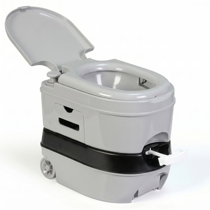 Toilette Portable Roulettes WC Chimique 22L Camper, Camping, Auto Caravane Briebe WC1196G Gris