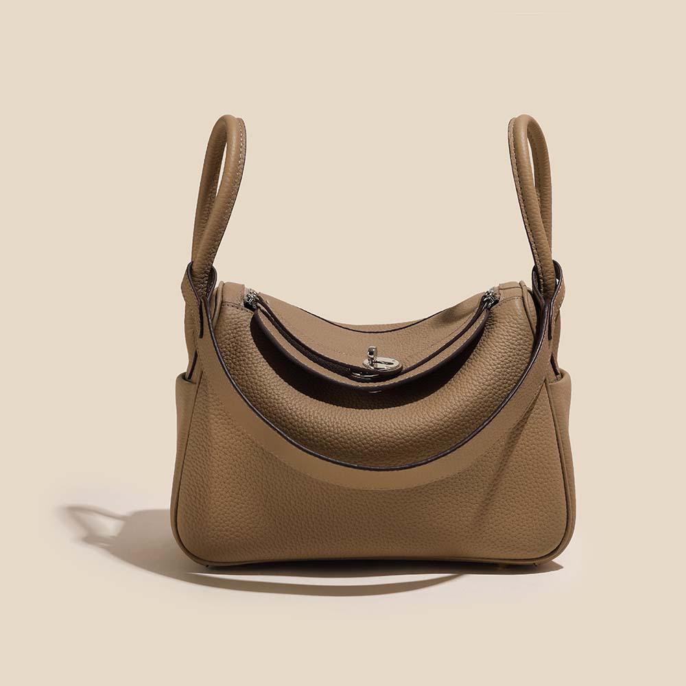 New Mini Lindy Bag 19cm (NO LOGO) Genuine Leather Boston Bag Real Cowhide Fashion Versatile Women Single Shoulder Crossbody Handbag