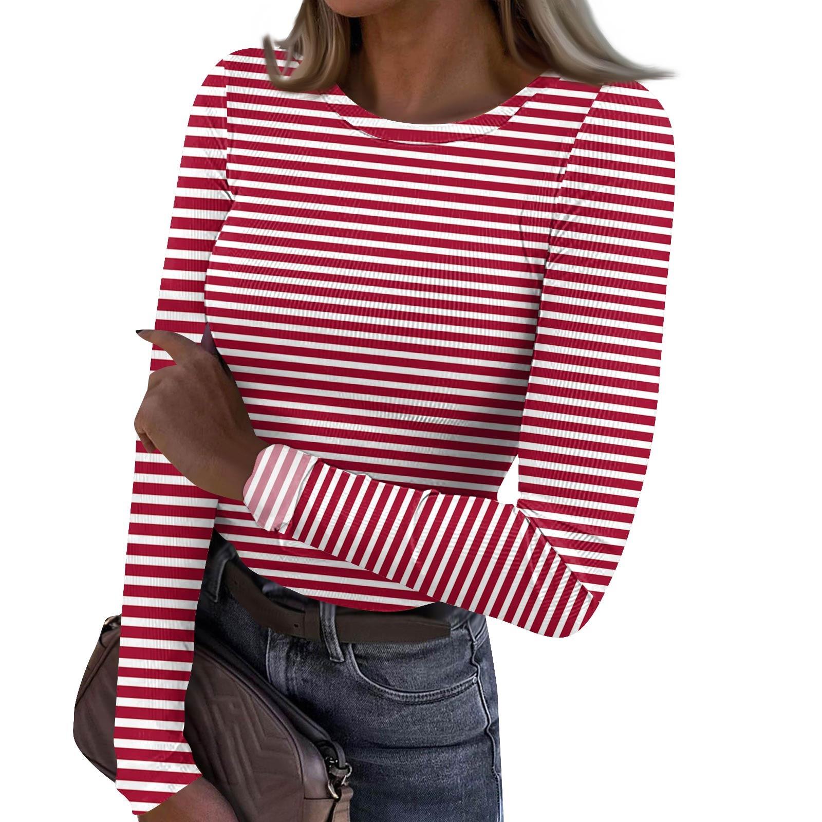 

Женская и зимняя футболка с тонким низом, модная повседневная футболка с градиентным принтом и круглым вырезом, пуловер с длинным рукавом S