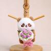Panda Holding Flowers Keychain Cute Plush Stuffed Animal with Knitted Bouquet
