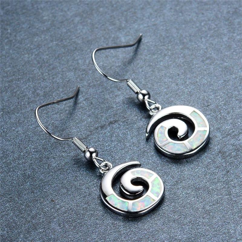 New Korean Style White and Blue Spiral Versatile Ear Hook Design Personalized and Fashionable
