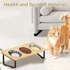 Anti-Leak Pet Feeder Non Slip Wood Dog Water Feeding Dish Cat Bowl Stand  Small to Medium Cats