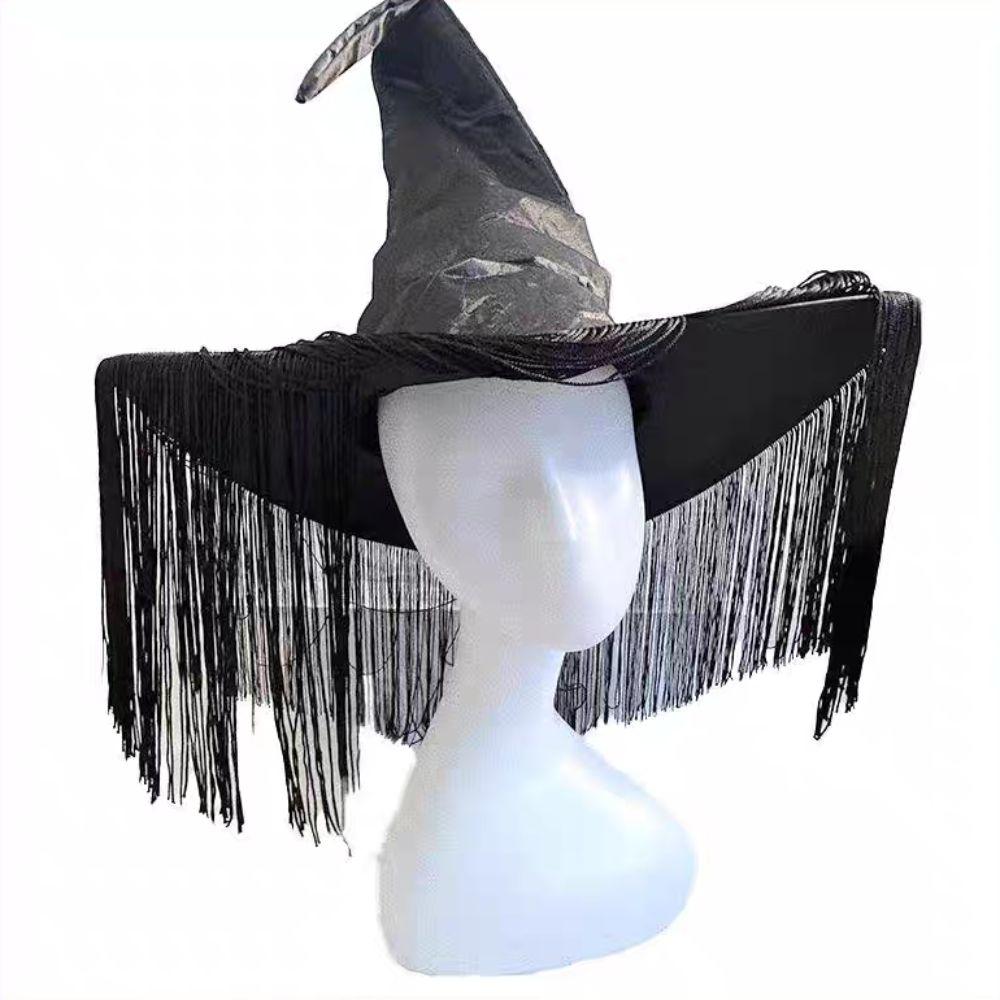 Cloth Pleated Fringe Witch Hat Ruched Halloween Party Witch Hat  Halloween Costume