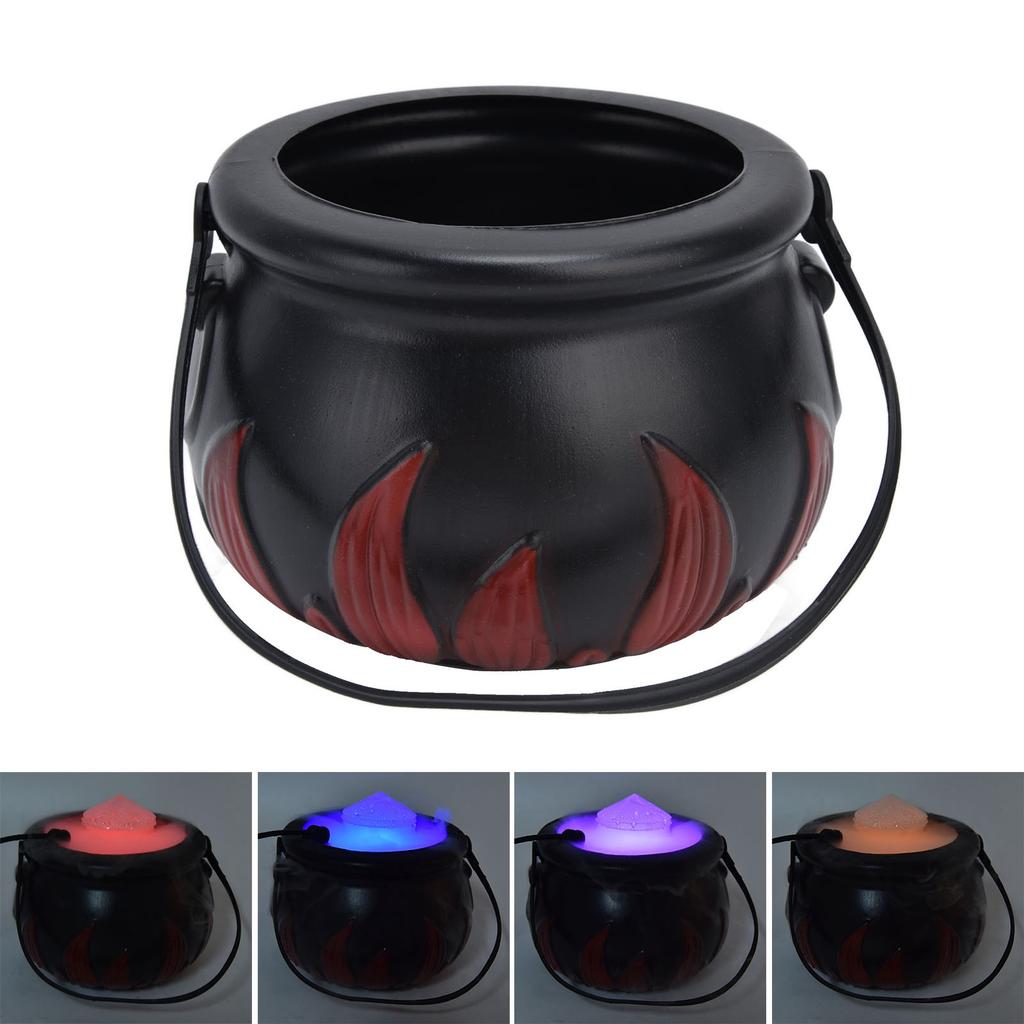Halloween Witch Pot Smoke Machine Mist Maker Fogger with Color Changing LED Light Party Prop