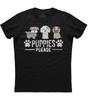 Puppies Please Cute Catoon Dog Printed Mens Short Sleeve New Cotton Black Tshirt