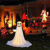 2Pcs LED Halloween Ghost Decorations 8 Modes Standing Ghost Ornament IP44 Waterproof Light-Up Tripod Ghost Statue for Home Decor