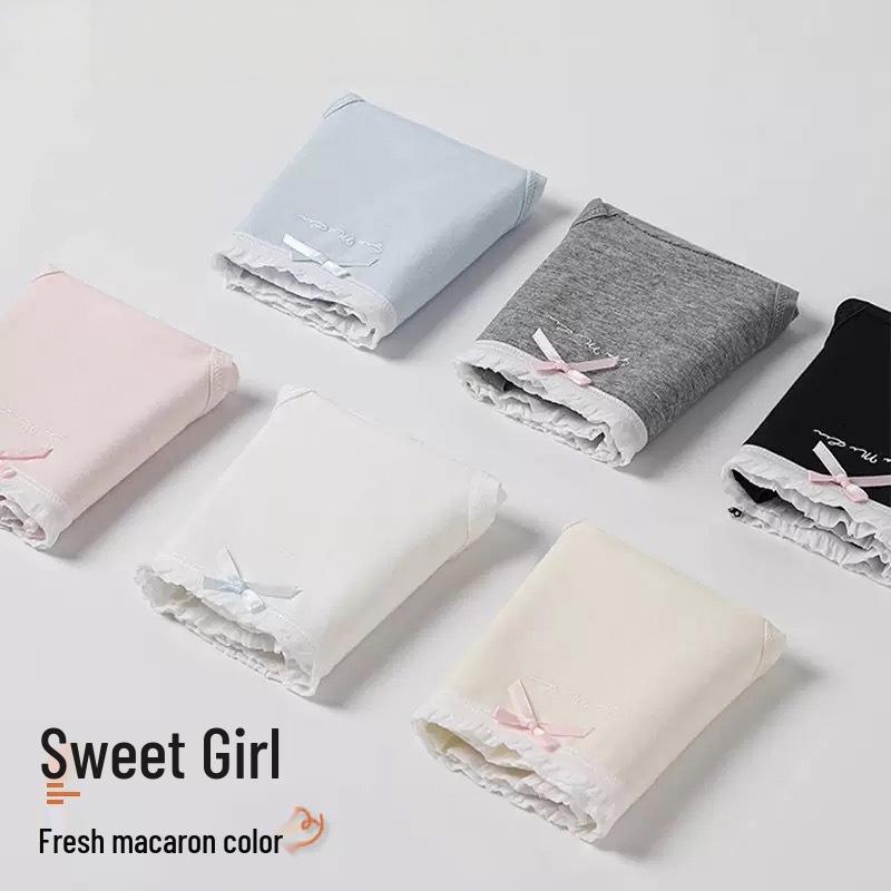 Girls' A-grade Cotton Underwear with Antibacterial Gusset - Soft, Breathable, Hip-Hugging, Mid-Waist, Sweet & Simple Triangle Shorts