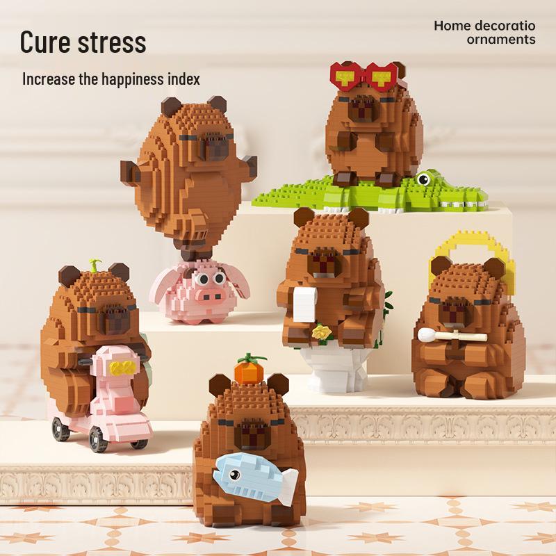 Capybara & Guinea Pig Building Block Toys - Lego Compatible Cartoon Assembly Ornaments for Kids