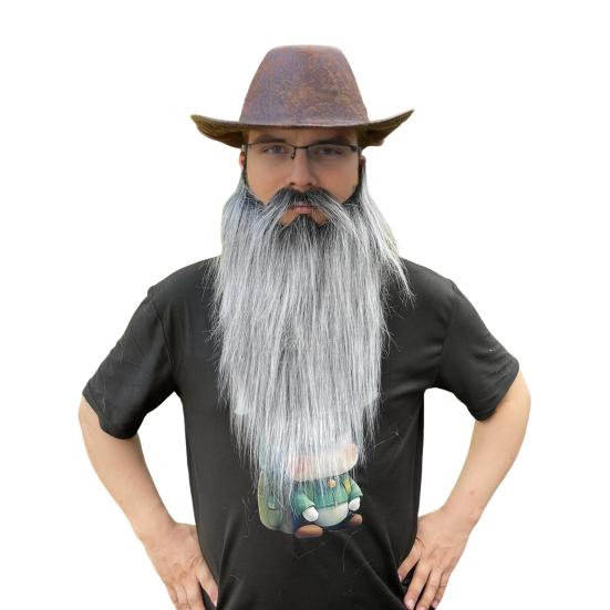 Fake Beard Role-playing Costume Old Man Mustache Beard with Elastic Rope Facial Hair Accessory for Halloween Cosplay Party Supplies