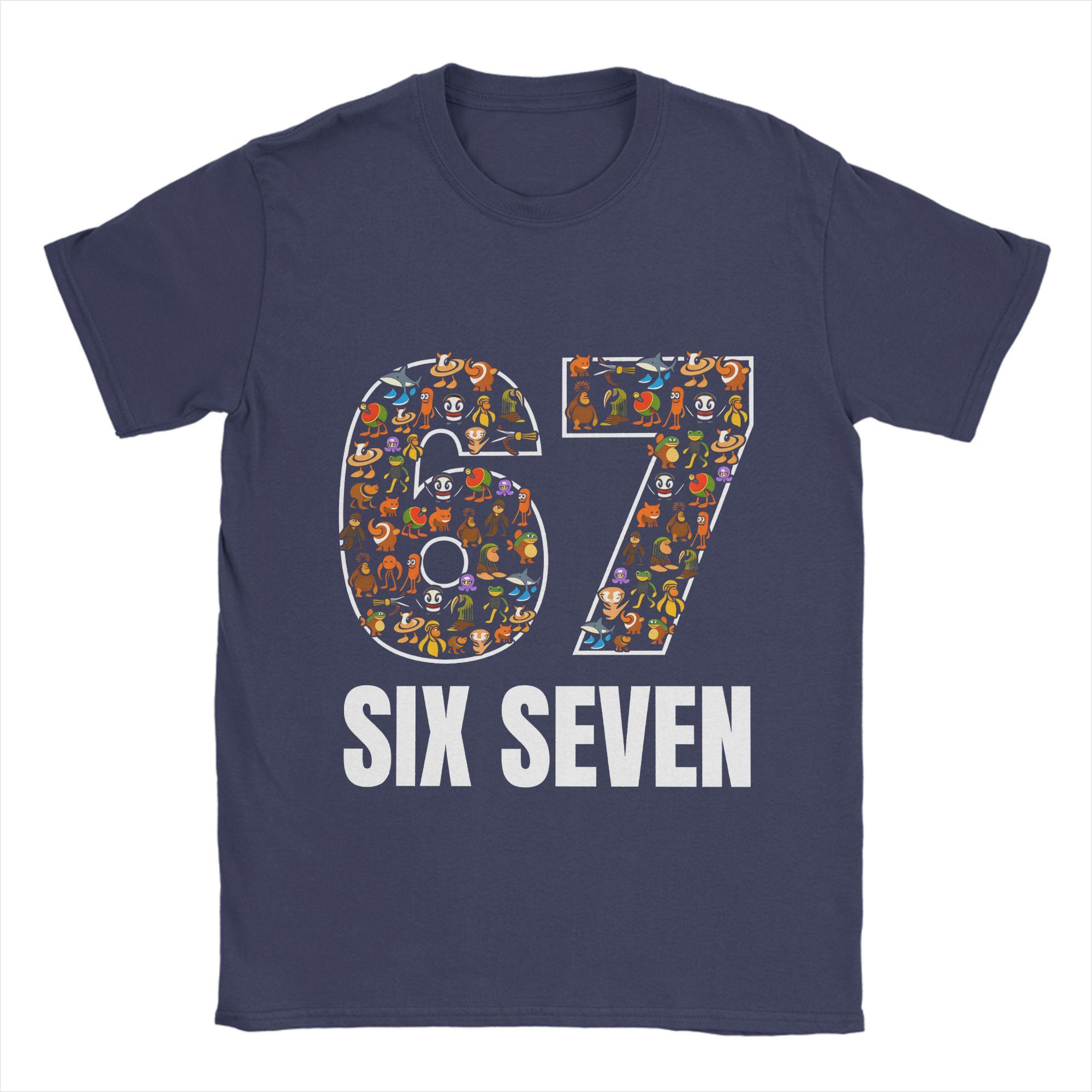

Six Seven Italian Brainrot TShirts for Men Leisure Cotton Tee Shirt Crewneck Short Sleeve T Shirt Plus Size Clothes 4XL