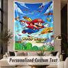 Custom Text Printed Tapestry Super Mario Pattern Large Wall Hanging Indoor Room Decor