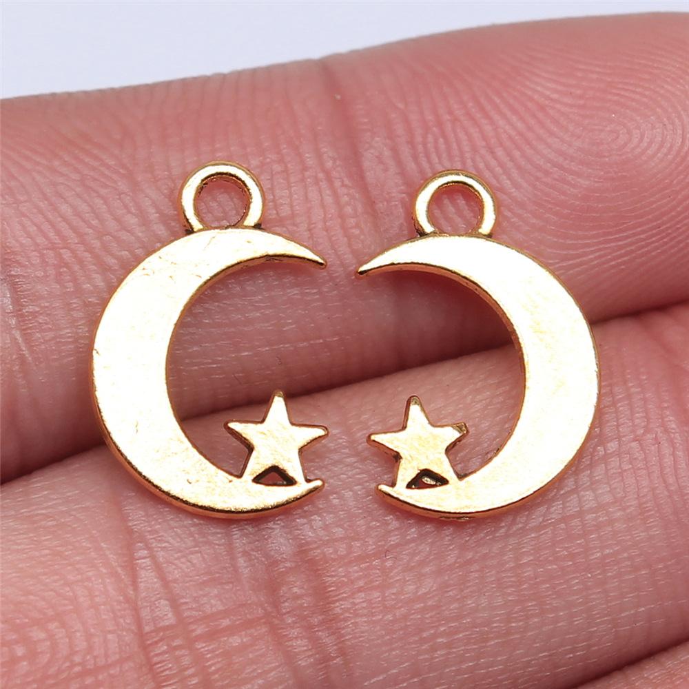 20pcs Star And Moon Charms For Jewelry Making Antique Bronze Silver Color Pendants Making DIY Handmade Tibetan Finding Jewelry