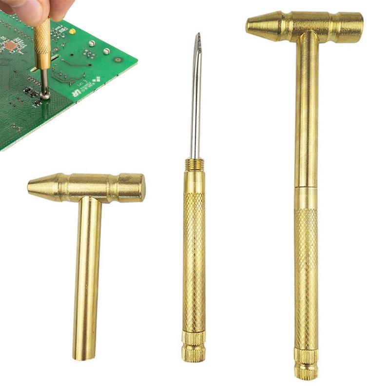 Copper Hammer Anti-Rust Copper Hammer 6 in 1 Mini Multifunction Brass Hammer & Screwdriver Hand Tools Ideal for Watchmaker