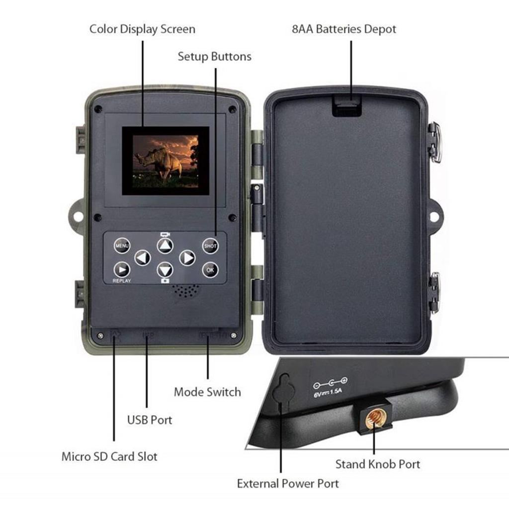 Outdoor 2inch TFT Display Screen High Definition Hunting Camera 8 Million Pixels Night Vision Wildlife Scouting