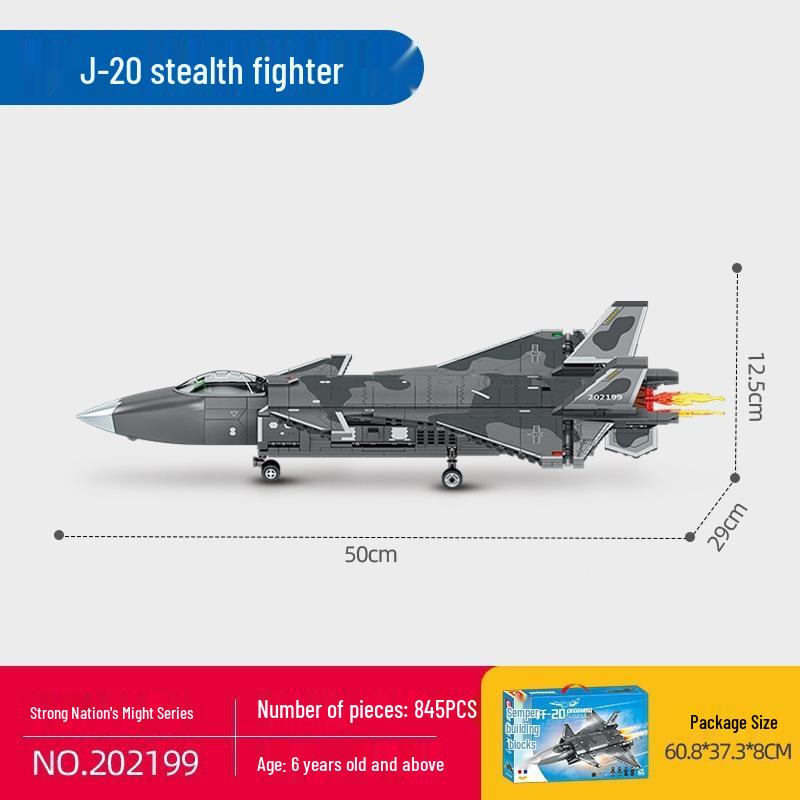 Sengbao J-20 Stealth Fighter 50 Model Building Blocks - Children's Educational Toy