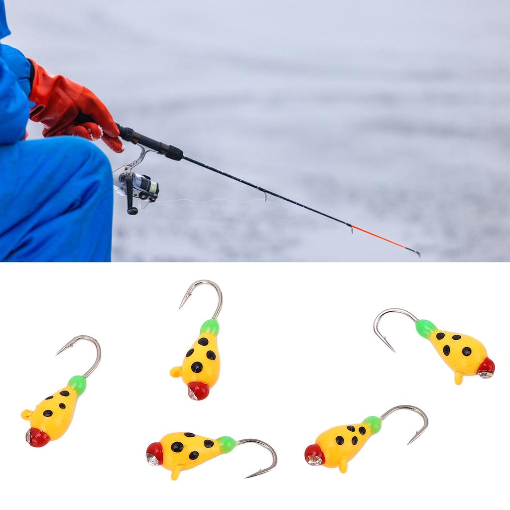 5 Pcs Ice Fishing Hooks High Carbon Steel Fishing Jigs Kit Winter Fishing Lures Head for Outdoor