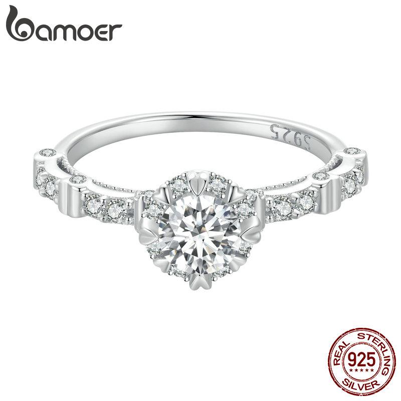 

BAMOER 0.5CT Круглое кольцо с муассанитом 8 когтей в форме сердца из стерлингового серебра 925 пробы для женщин Свадебное обручальное ювелирное украшение в подарок 7